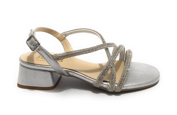 KESS Sandalo TC 45 Metallic Silber Leder - Stilvolle Sandale mit modischem Glanz