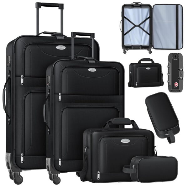 KESSER® 4-Teilig Trolley Koffer Set leicht 360° Rollen TSA Schloss Kosmetiktasche