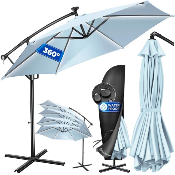 KESSER® Aluminium Solar-Cantilever-Parasol 360° UV-Schutz mit Fernbedienung