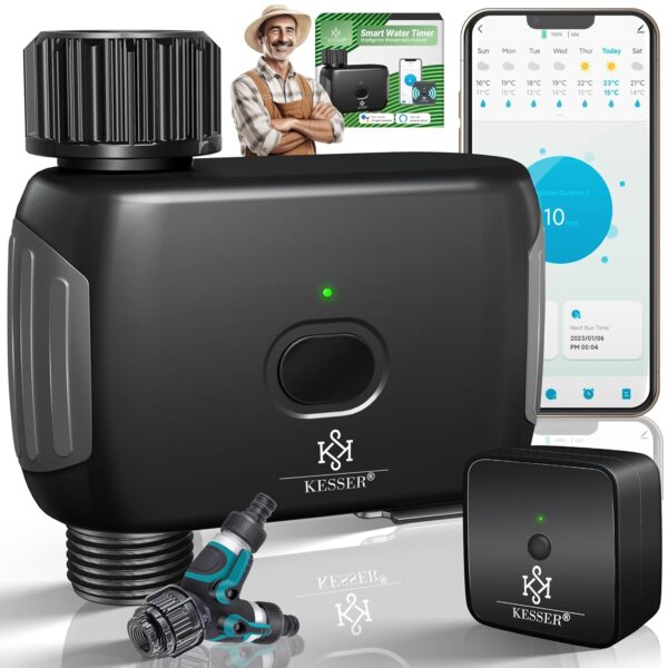 KESSER® Bewässerungssteuerung mit WiFi Timer App & Sprachsteuerung schwarz