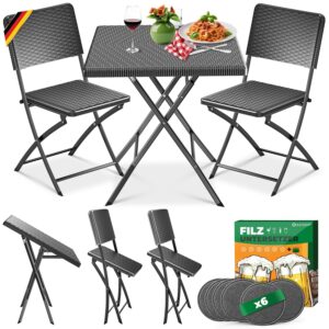 KESSER® Bistro Set 3-teilig mit Tisch & 2 Stühlen, wetterfest, UV-beständig, Faltbar, Stahl & Kunststoffrattan