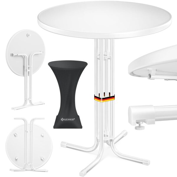 KESSER® Bistrotisch Klappbar Edelstahlplatte Höhenverstellbar 80 cm