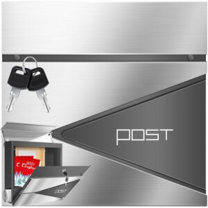 Kesser® Briefkasten mit Zeitungsrolle, Edelstahl, abschließbar, Soft-Close