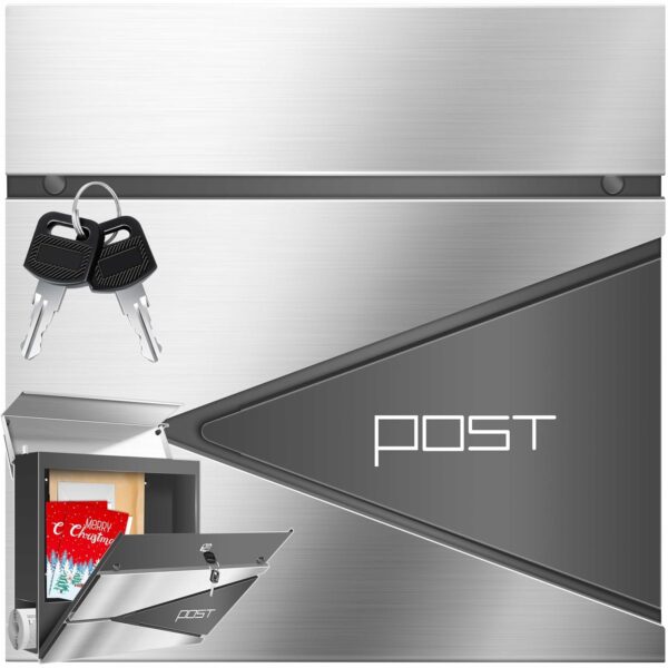 Kesser® Briefkasten mit Zeitungsrolle, Edelstahl, abschließbar, Soft-Close