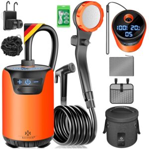 KESSER® Campingdusche Solar mit Pumpe & 8000 mAh Akku, verstellbarer Duschkopf
