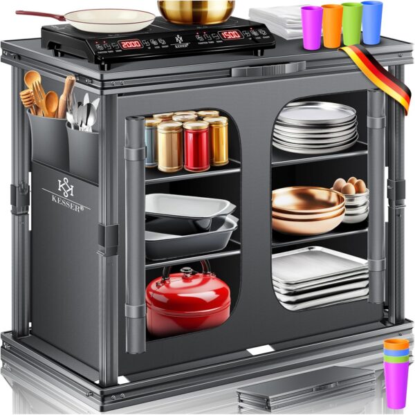 KESSER® Campingküche klappbar 84x80 cm Aluminiumframe 6 Fächer mit Fliegenschutz