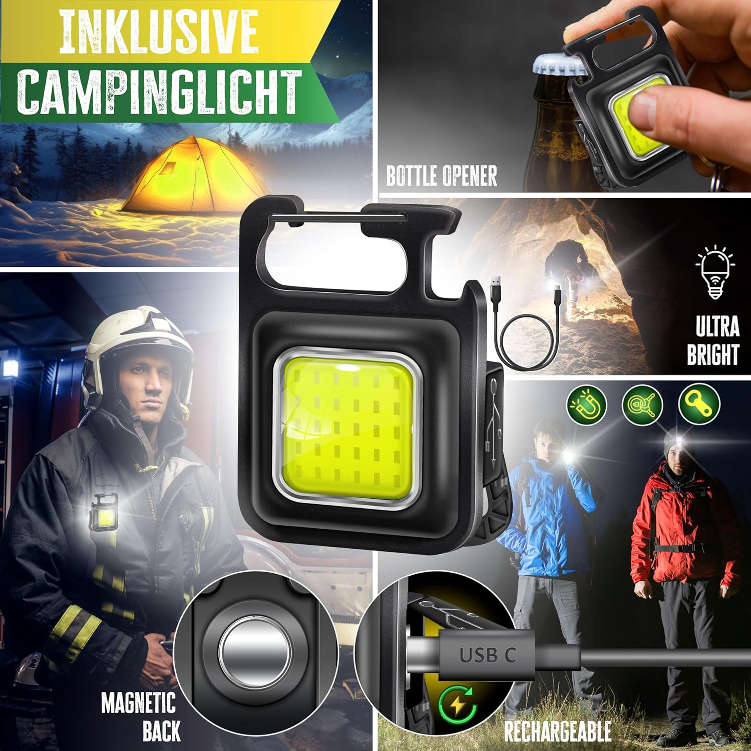 KESSER® Campingstuhl Faltbar 150 kg Tragkraft mit Armlehnen, Hohem Rücken & Getränkehalter