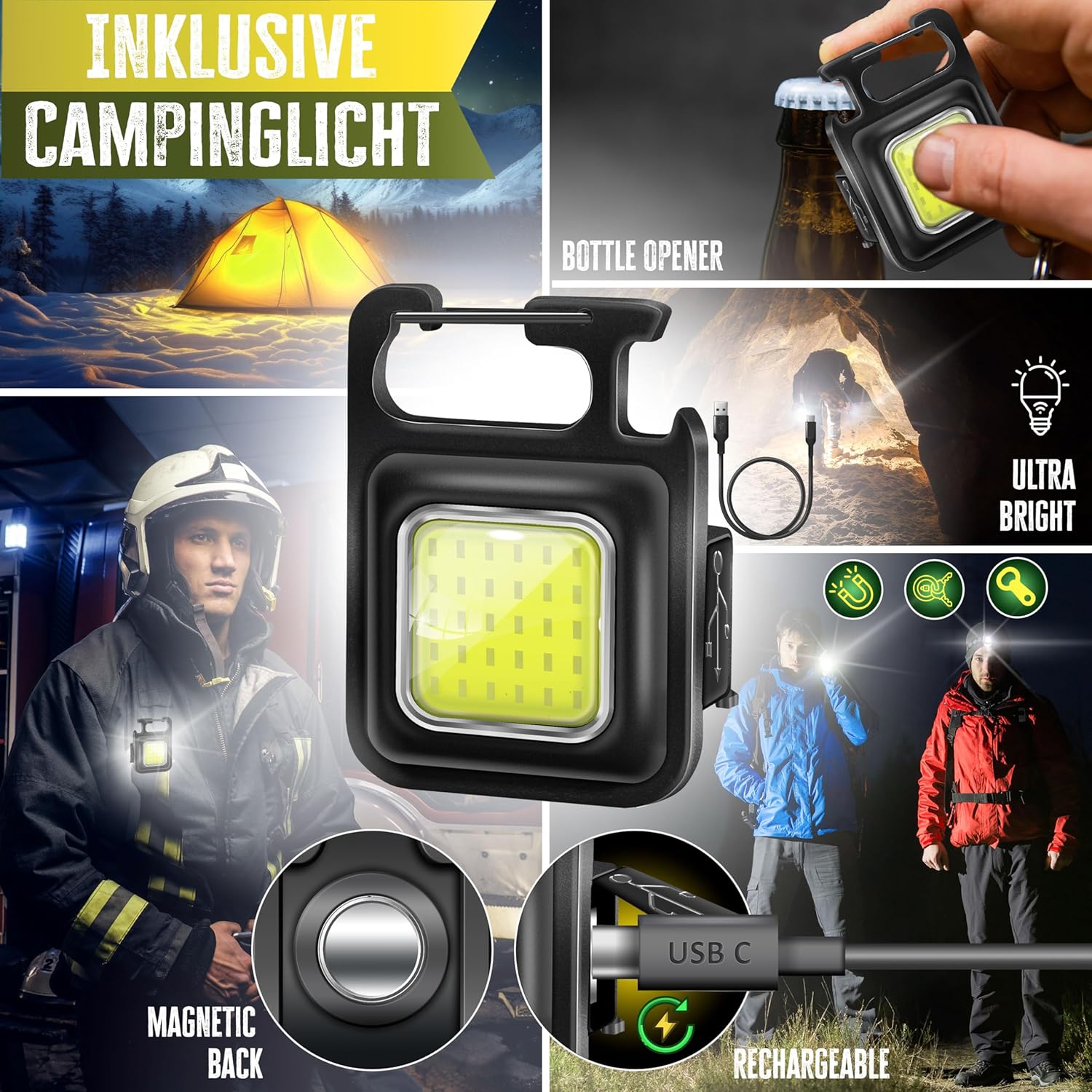 KESSER® Campingstuhl klappbar, 160 kg belastbar, hohe Lehne, Armlehnen, Getränkehalter