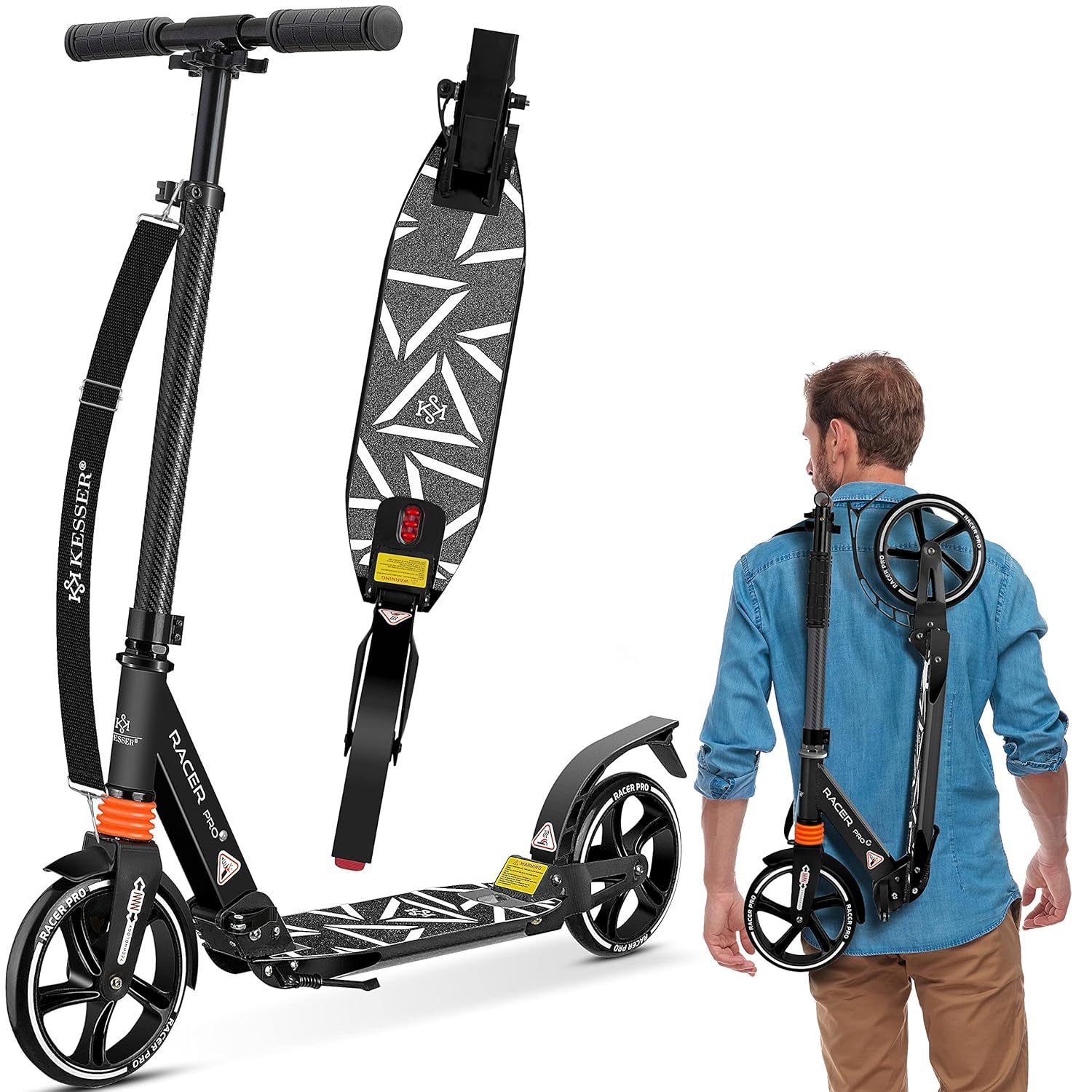 KESSER® City Scooter 205mm PU-Räder Doppel Federung klappbar höhenverstellbar