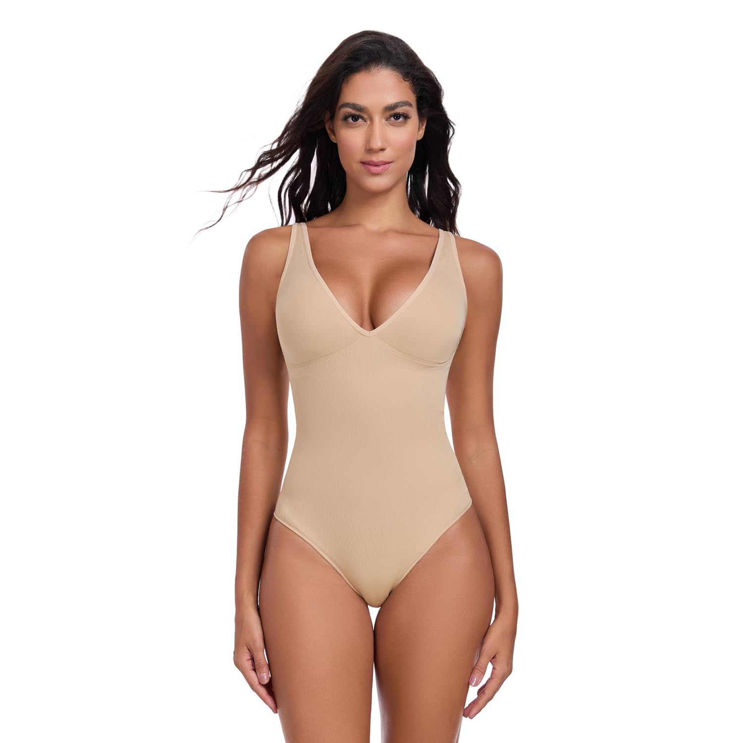 KESSER Damen Body Shaper mit Bauchkontrolle, tiefem V-Ausschnitt & verstellbarem Halt