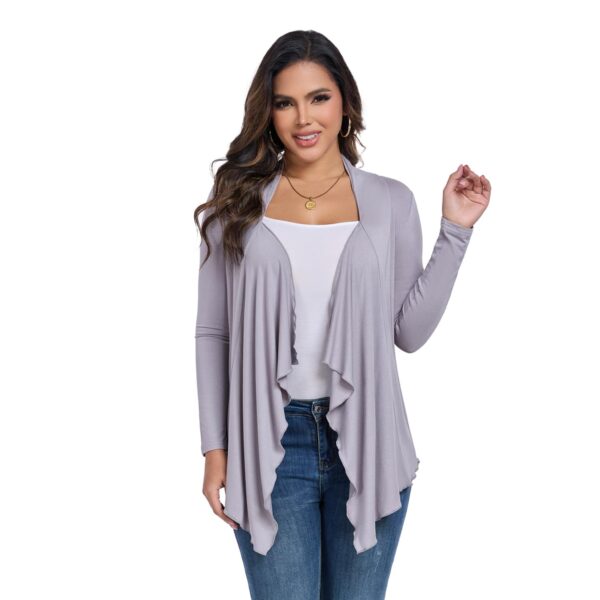 KESSER Damen Cardigan Langarm mit Asymmetrischem Saum und Falten Detail