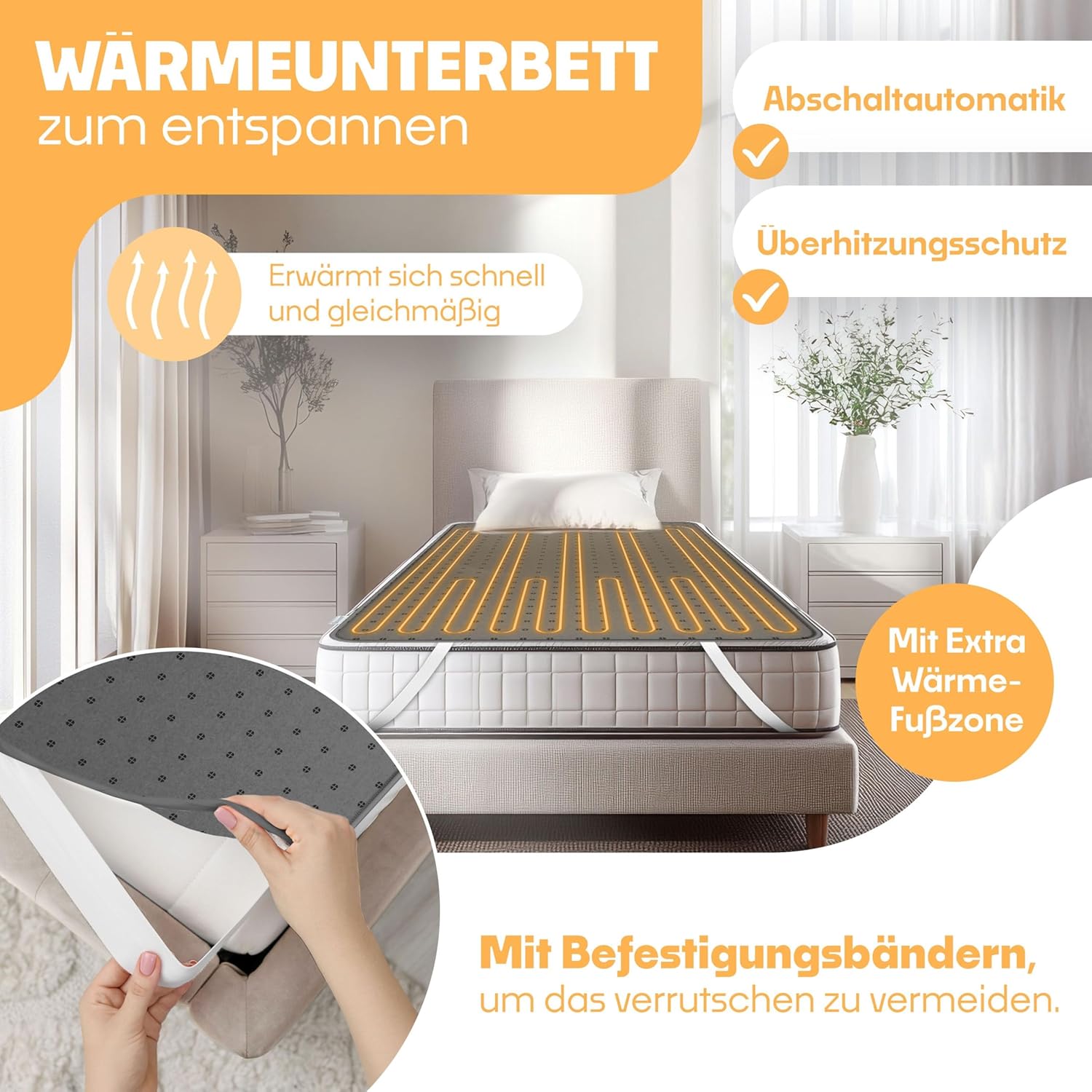 KESSER® Electric Underblanket 160x140cm Doppelwärme 2 Zonen 3 Stufen mit Fernbedienung und Abschaltautomatik