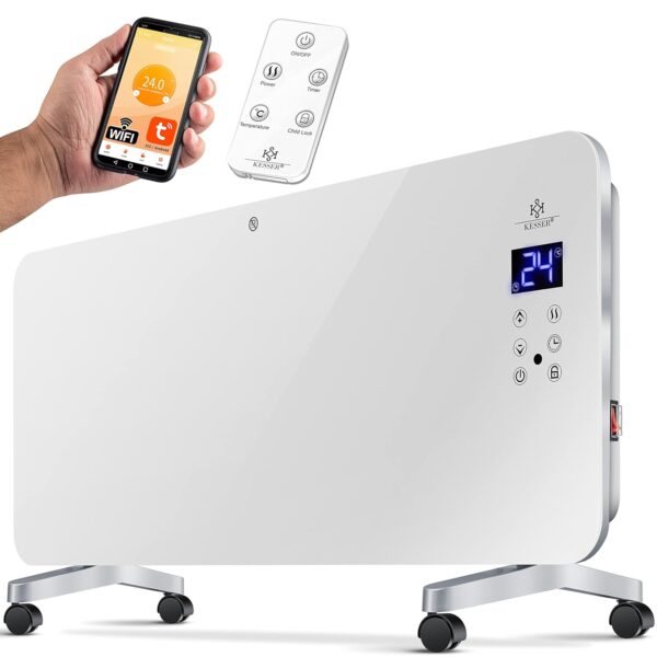 KESSER® Elektroglasheizer mit Touchscreen, WiFi-App & Timer – Stand- oder Wandmontage