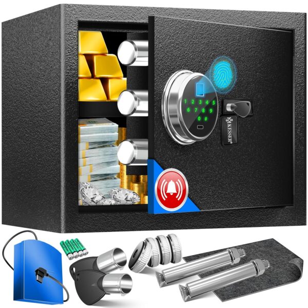 KESSER Elektronischer Tresor mit Fingerabdruck, Schlüssel & Notstrom