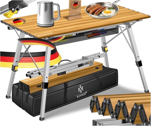 KESSER Falttisch mit Alurahmen 90x53 cm höhenverstellbar bis 100 kg inkl. Tragetasche