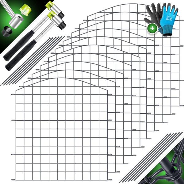 KESSER® Gartensichtschutz-Zaun 10 Paneelen Rundbogen 12 Pfosten mit Handschuhen