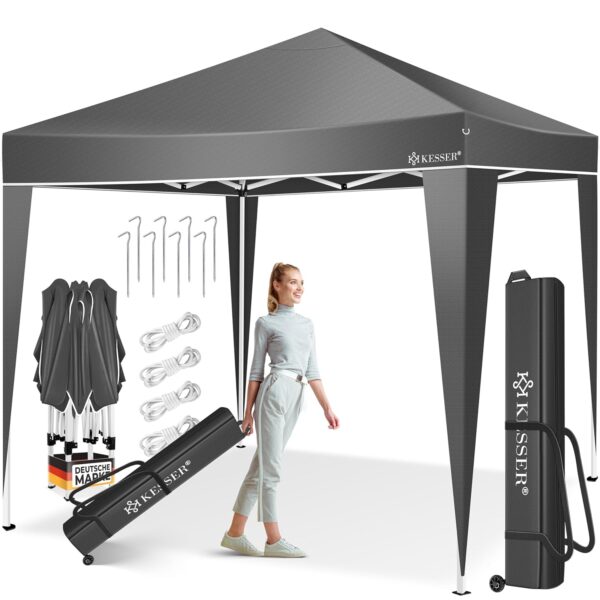 Kesser® Gazebo 3x3m Wasserdicht UV-Schutz 50+ Schnellaufbau Metallgestell Anthrazit