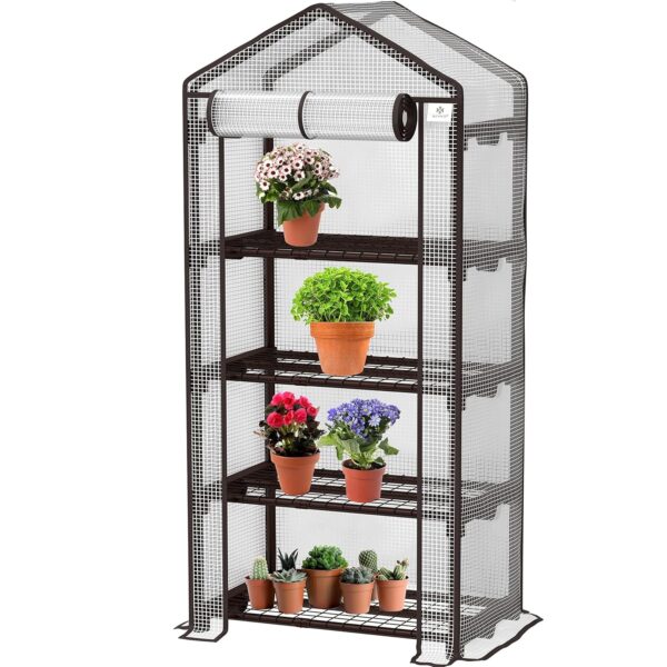 KESSER® Gewächshaus mit 4 Ablagen – 69x50x158 cm, platzsparend, hochwertig, einfach montiert