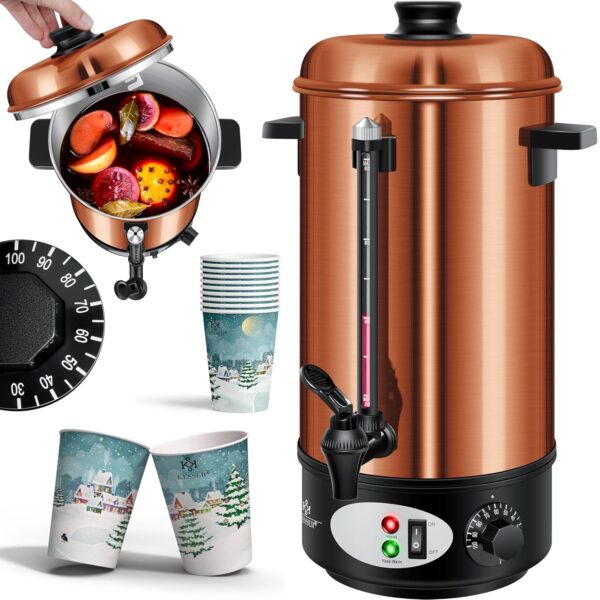 KESSER® Glühweinkessel 8L Edelstahl mit Thermostat & 10 Tassen