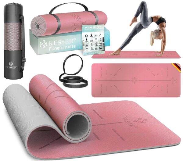 Kesser Gymnastikmatte TPE rutschfest gepolstert 183x61 cm mit Tragegriff