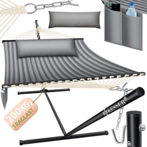 KESSER® Hängemattenset mit Gestell, Doppel-Hängematte für 2 Personen, 200 kg Tragfähigkeit, Outdoor & Indoor