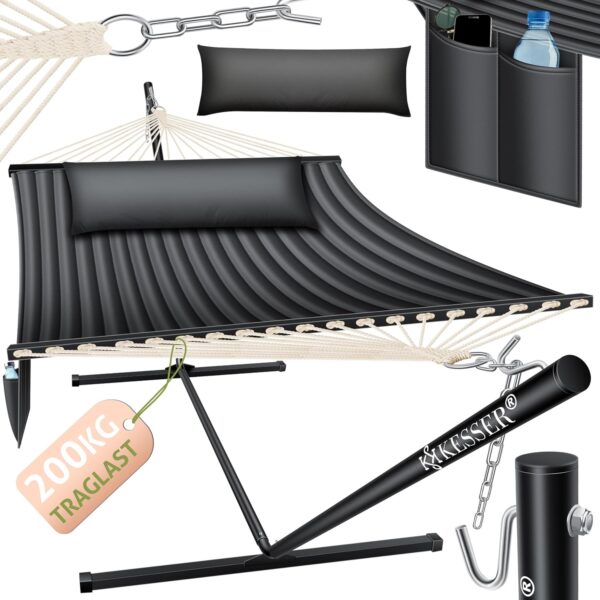 KESSER® Hängemattenset mit Gestell Doppel XXL 200 kg Tragkraft für 2 Personen