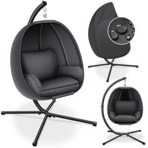 KESSER® Hängesessel mit Gestell, 150 kg Tragkraft, kuscheliges Kissen, indoor & outdoor