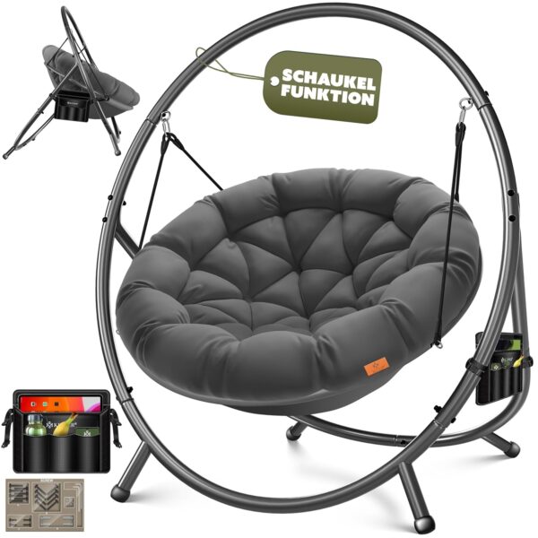 KESSER® Hängestuhl Bali mit Stahlrahmen, 150 kg Tragkraft, inkl. Kissen & Seitenfach