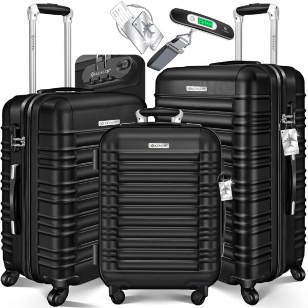 KESSER® Hartschalen-Koffer-Set 3-teilig mit 4 Rollen, Teleskopgriff und Zahlenschloss – M/L/XL