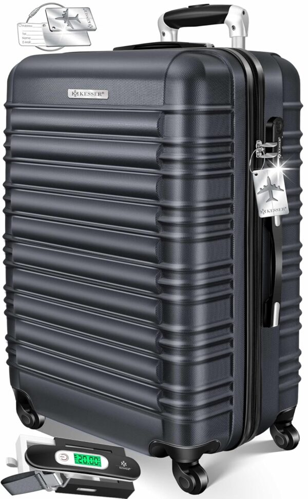 KESSER® Hartschalen-Trolley 4 Rollen, integrierte Waage & Kombischloss, leichter ABS-Koffer mit Teleskopgriff