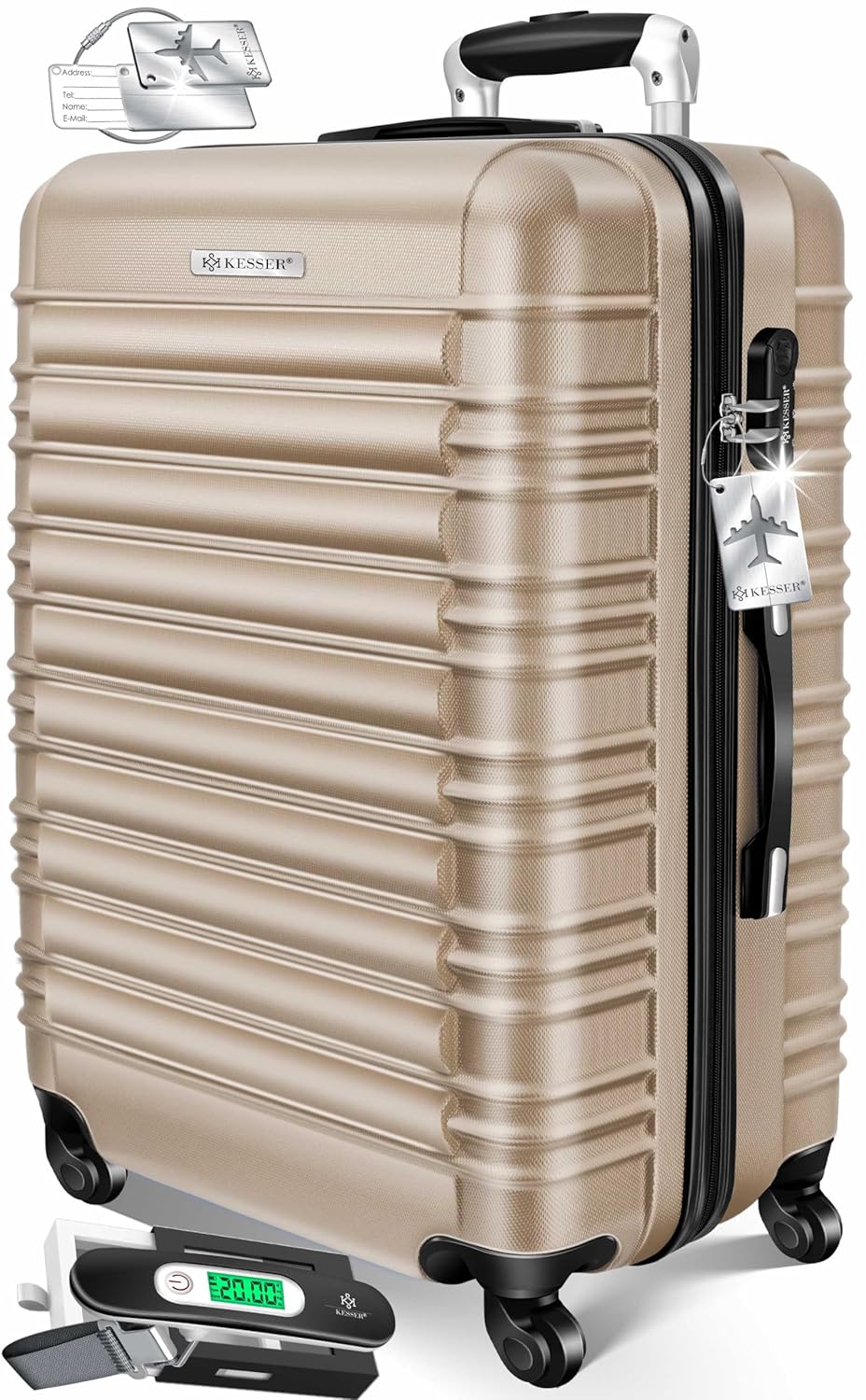 KESSER® Hartschalenkoffer mit 4 Rollen, integrierter Waage & Kombinationsschloss