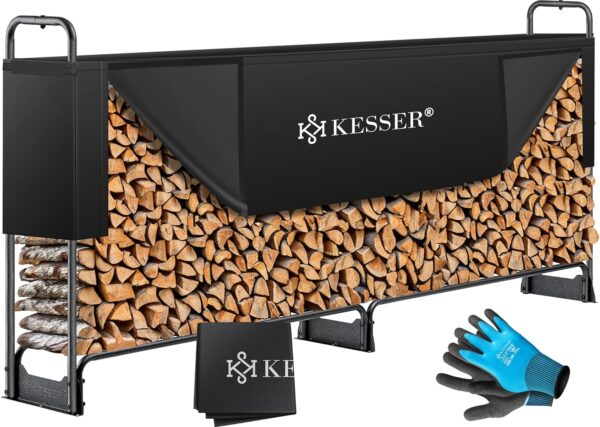 KESSER® Holzregal 260 cm Stahlrahmen Wasserdicht 300 kg Tragfähigkeit Garten