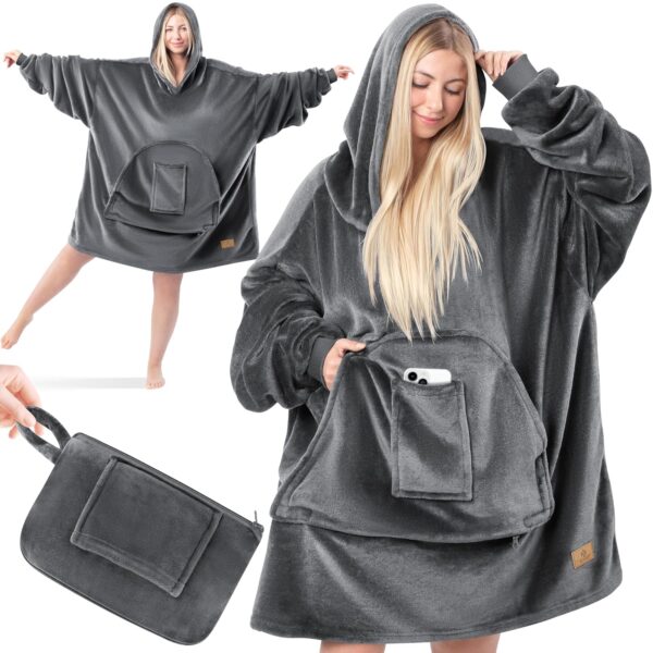 KESSER® Hoodie-Decke mit Ärmeln – Oversize kuschelige Wolldecke für Erwachsene, warm & soft