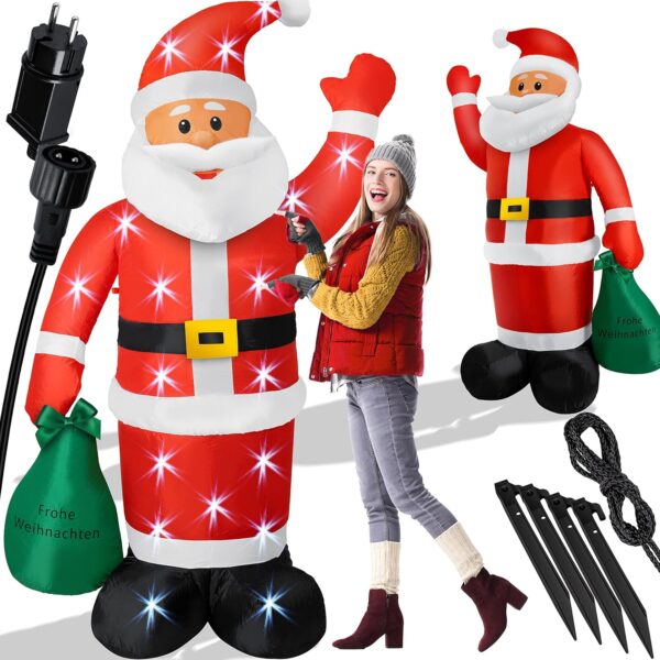 Kesser® Inflatable Santa XXL mit LED-Beleuchtung, wetterfest IP44, 195 cm