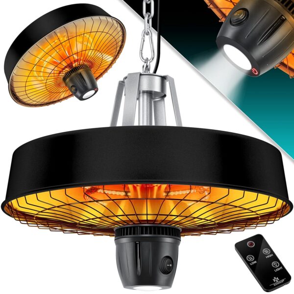 KESSER Infrarot-Deckenheizung 2500 W mit Fernbedienung und LED-Licht