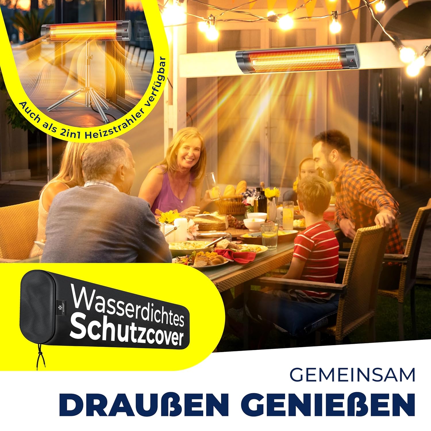 KESSER Infrarot-Heizer 2500 W mit Fernbedienung, 3 Heizstufen, Timer, Anthrazit