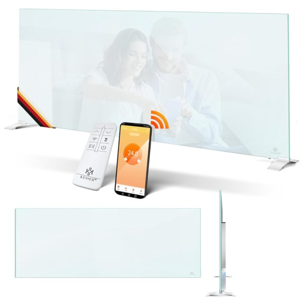 KESSER® Infrarot Heizgerät 600W Glas-Convectoren Heizung mit App-Steuerung, Fenstererkennung, Fernbedienung