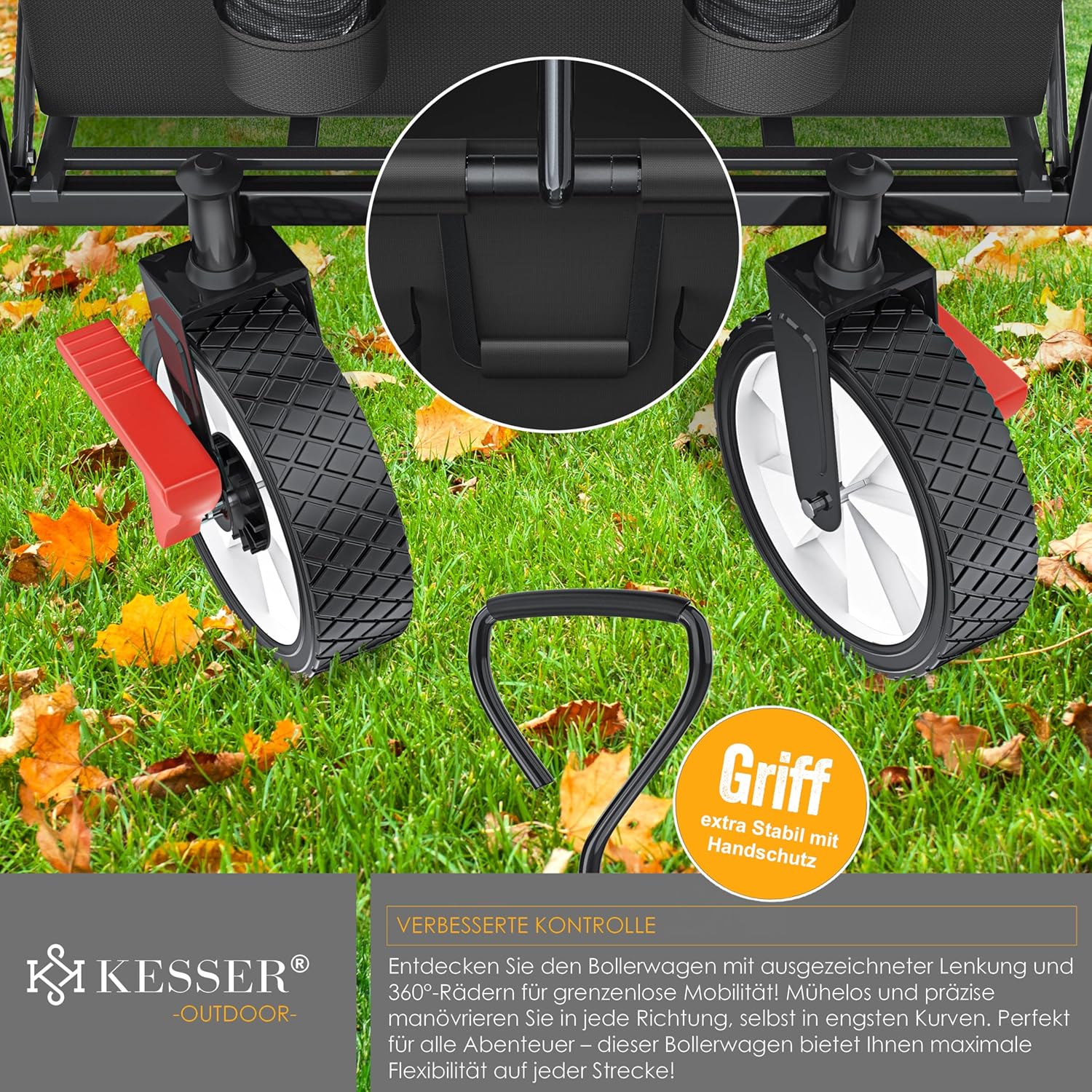 KESSER® Klappbarer Rollwagen mit Dach, 360° Lenkrolle, Feststellbremse, XXL-Tasche