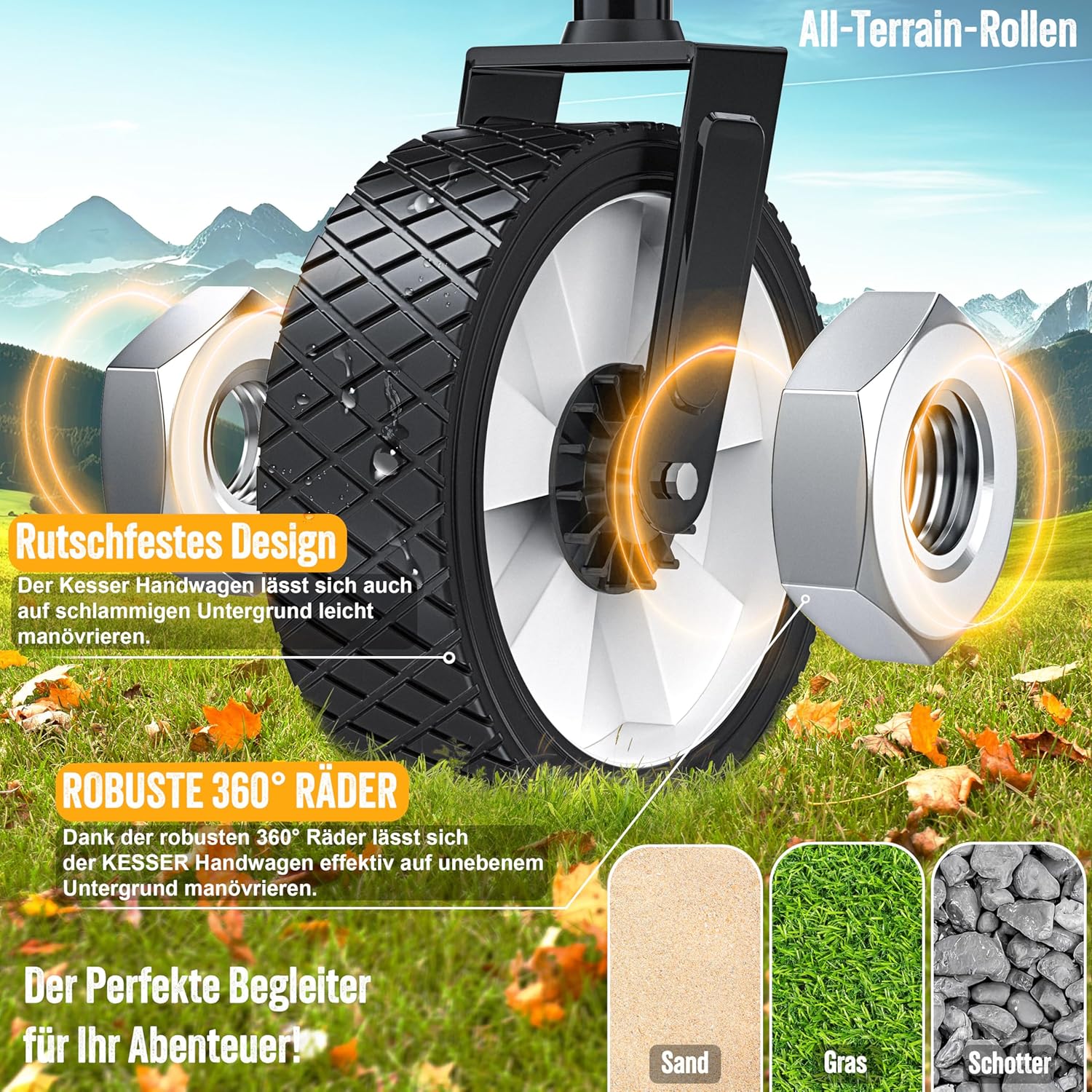 KESSER® Klappbarer Rollwagen mit Dach, 360° Lenkrolle, Feststellbremse, XXL-Tasche