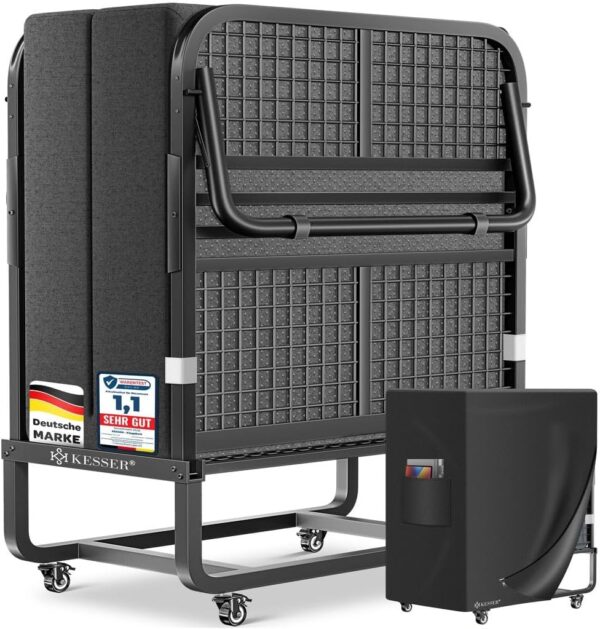 KESSER Klappbett 200x90 cm mit Memoryfoam-Matratze, 250 kg Traglast, Metallrahmen