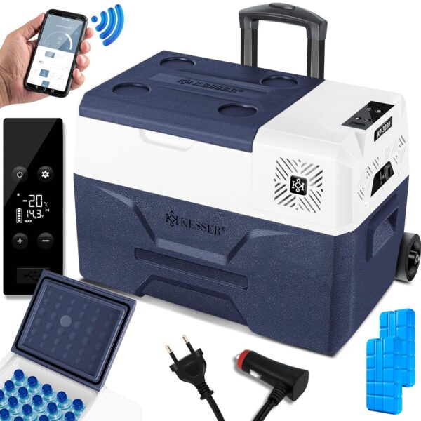 KESSER® Kompressorkühlbox 30L mit App-Steuerung, -20°C, 12/24V/230V