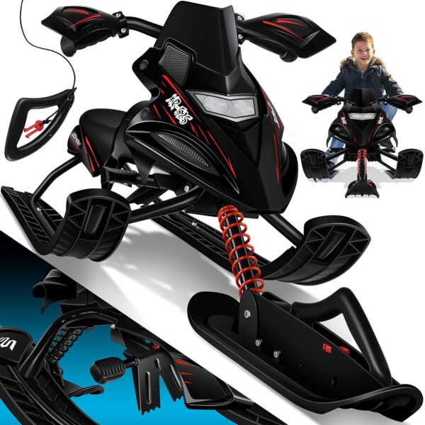 Kesser® Lenkrodel mit 2 Fußbremsen, automatischer Seilaufhängung und Schmierkufen – Kinderrodel mit Lenkung