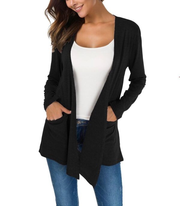 KESSER Long Cardigan für Damen mit 2 Taschen, offenem Front-Design, weich & schmeichelhaft