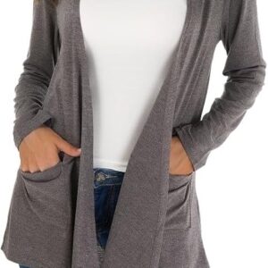 KESSER Longcardigan für Damen mit 2 Taschen, offene Front, schmal geschnitten