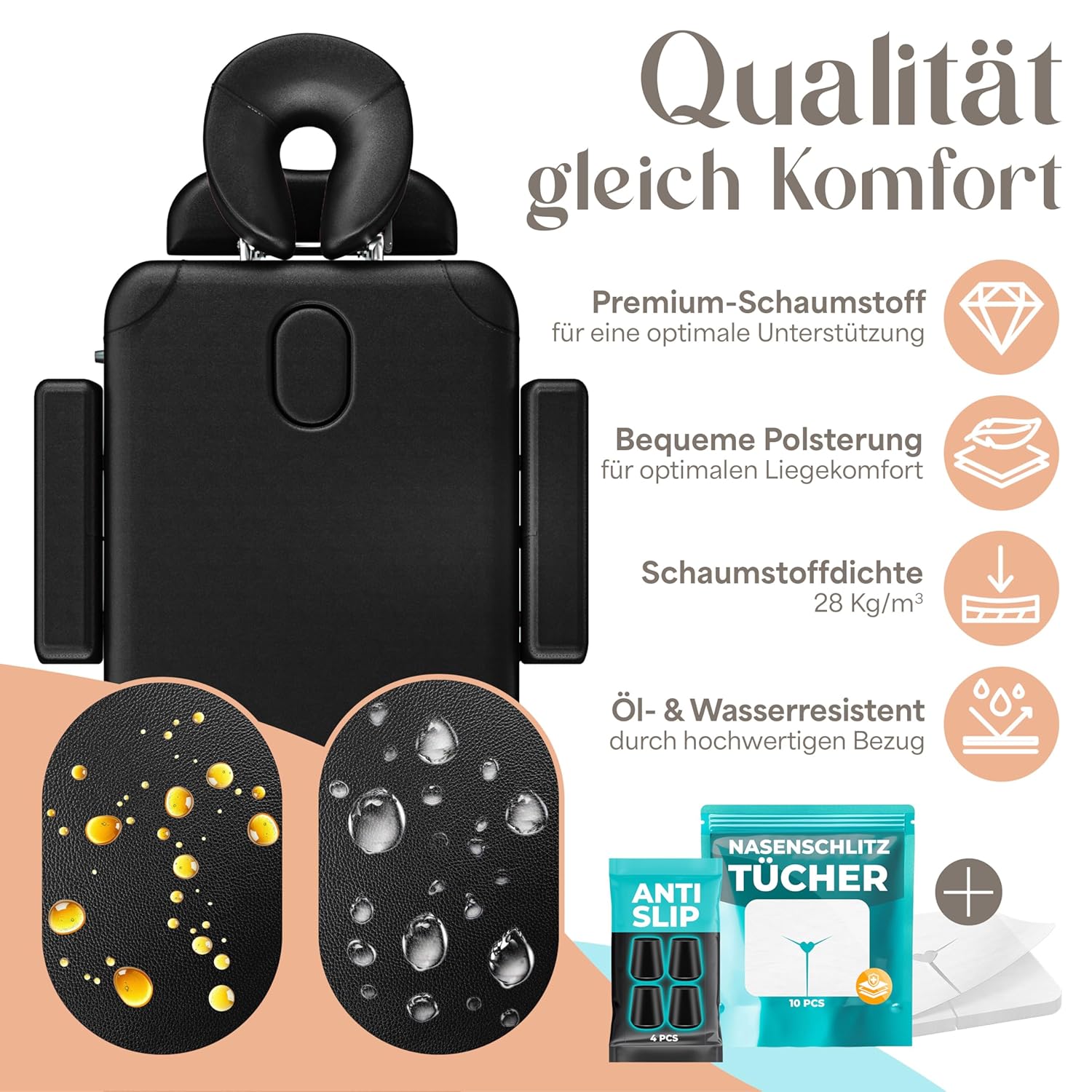 KESSER Massageliege 3-Zonen Höhenverstellbar Tragfähigkeit 250 kg Aluminium-Kopfstütze