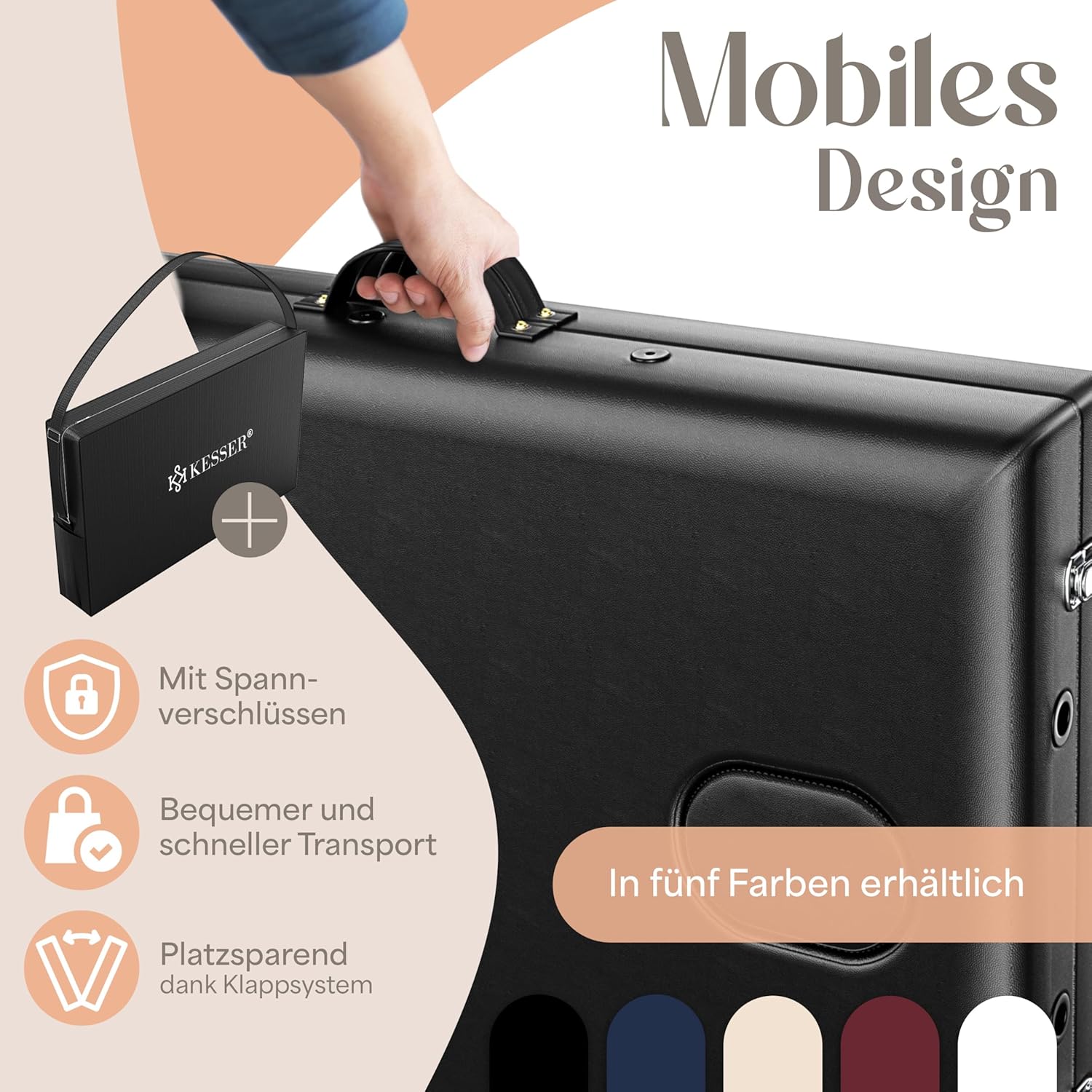 KESSER Massageliege 3-Zonen Höhenverstellbar Tragfähigkeit 250 kg Aluminium-Kopfstütze