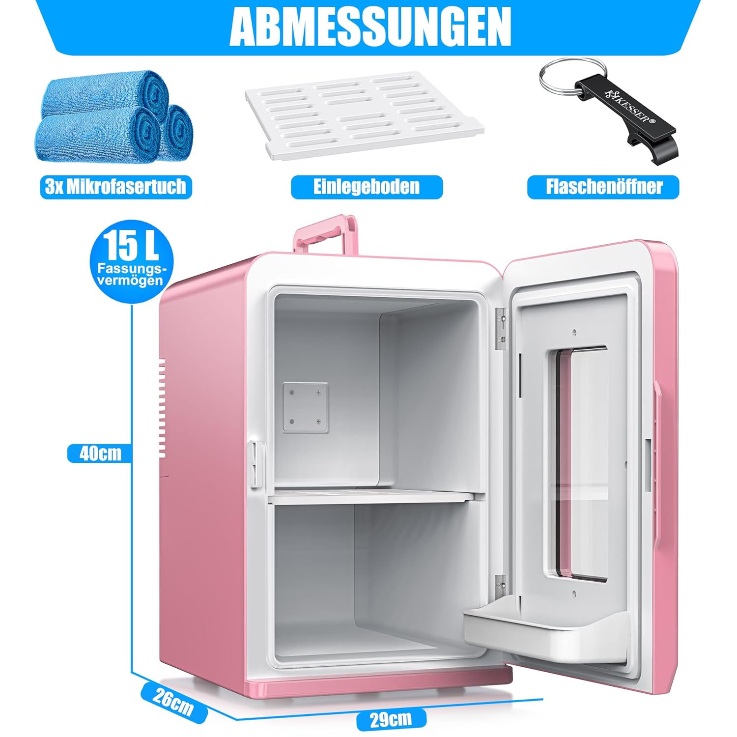 KESSER® Mini Kühlschrank 15L Kühl- und Heizfunktion 12/230V für Auto & Büro
