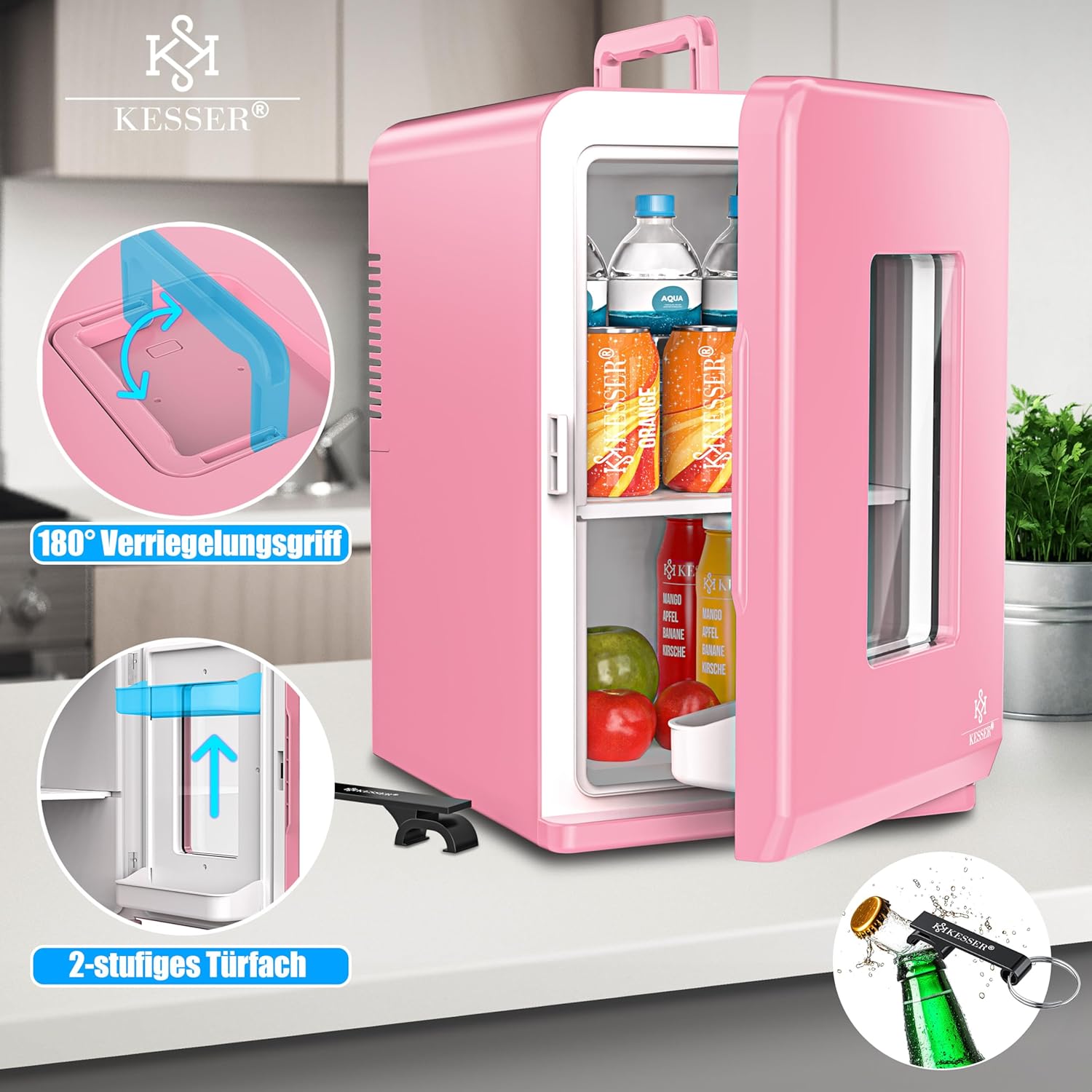 KESSER® Mini Kühlschrank 15L Kühl- und Heizfunktion 12/230V für Auto & Büro