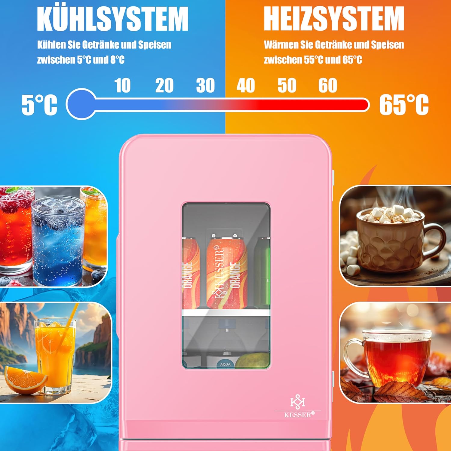 KESSER® Mini Kühlschrank 15L Kühl- und Heizfunktion 12/230V für Auto & Büro