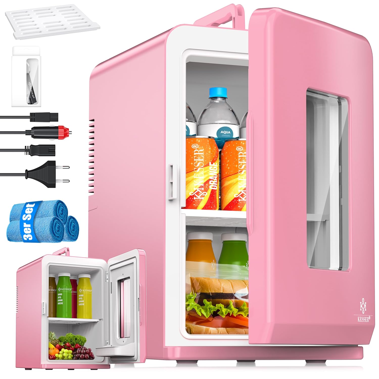 KESSER® Mini Kühlschrank 15L Kühl- und Heizfunktion 12/230V für Auto & Büro